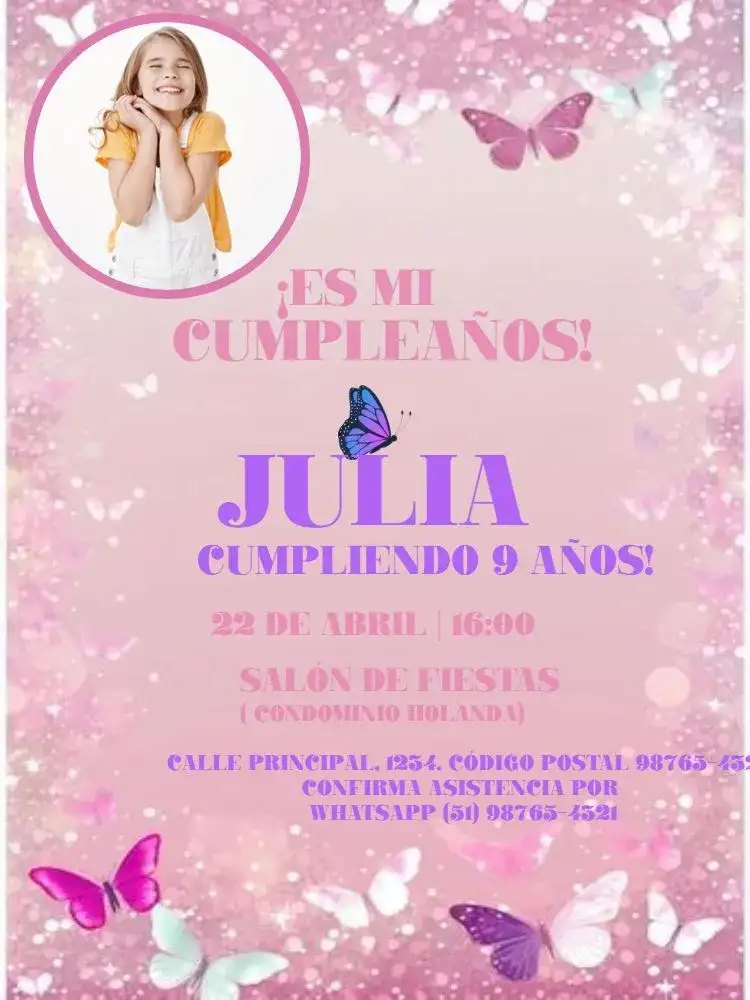 S De Mariposa Rosa Con Foto Para Editar Encuentro