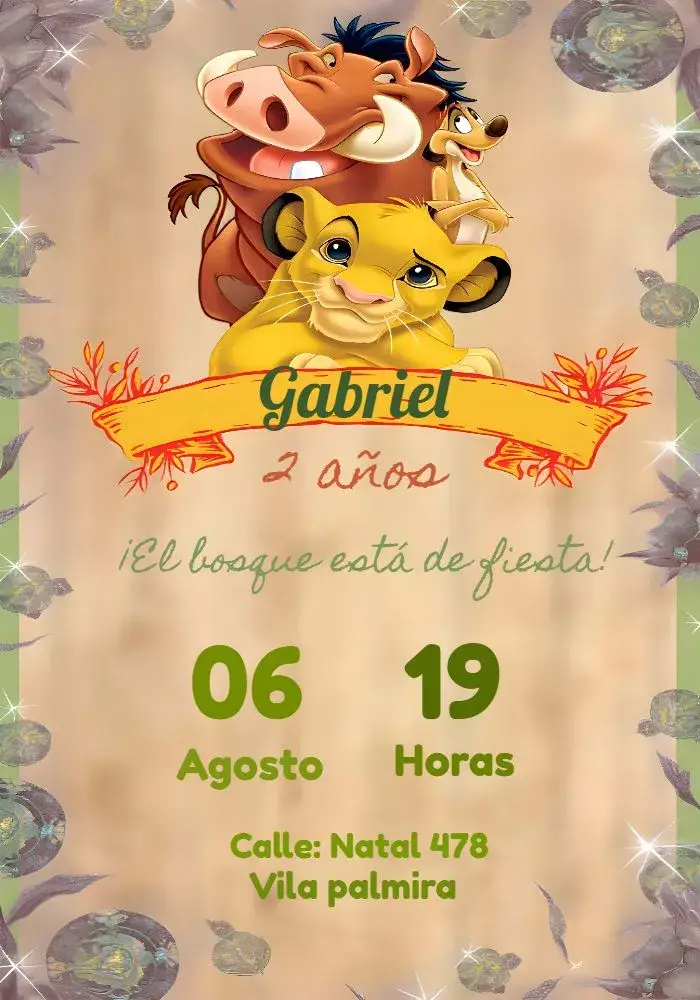 Invitación Rey León Verde