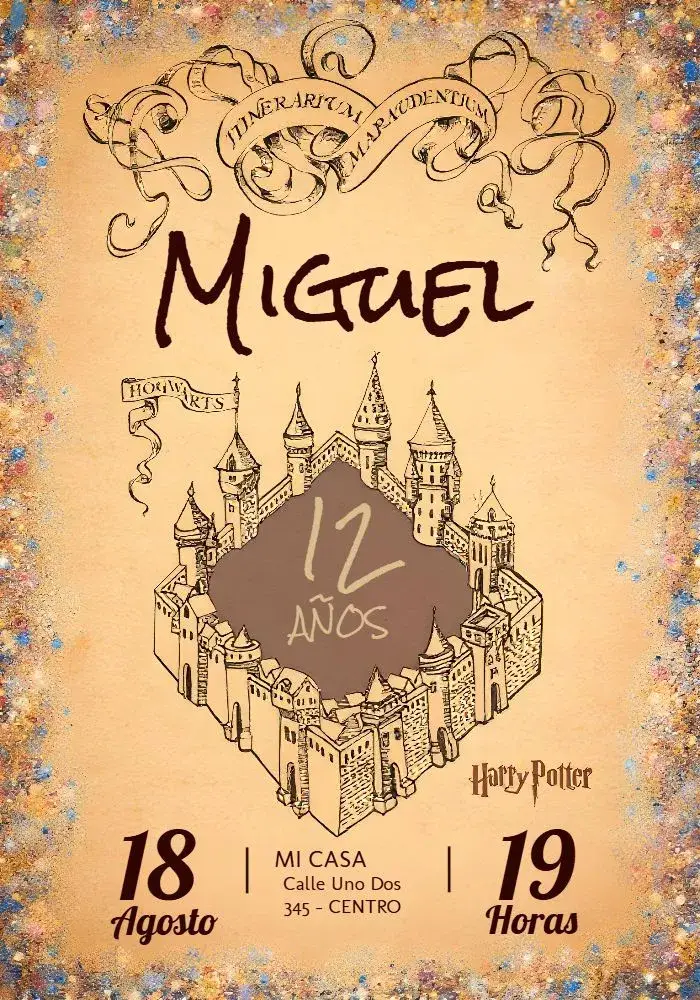 Invitación Harry Potter Mapa Del Merodeador Niño