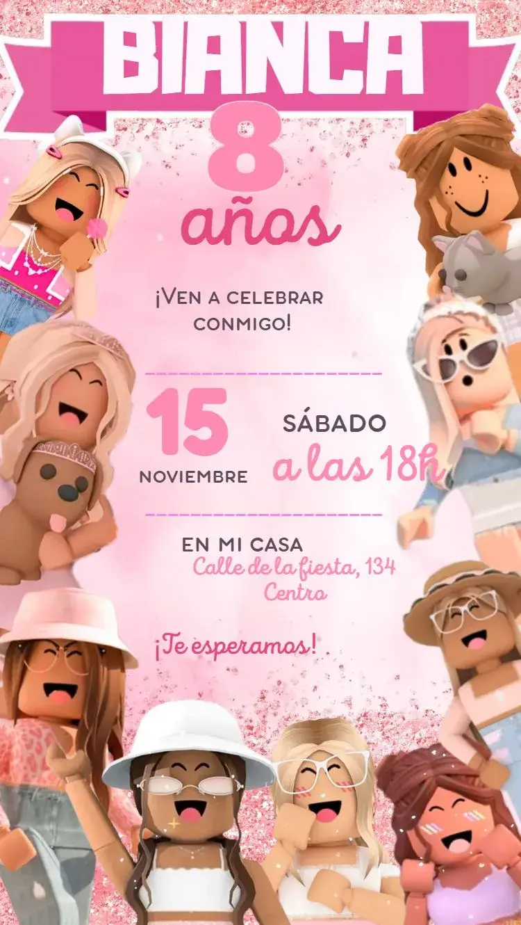 Invitación Roblox rosa