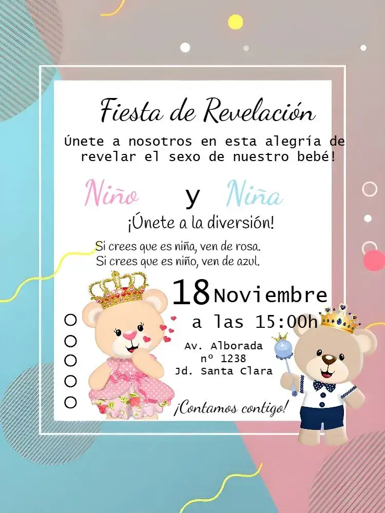 Invitación Chá Revelación Ositos Realeza Azul – tema Cumpleaños Infantil osos de peluche, azul, realeza, infantil, lúdico, divertido