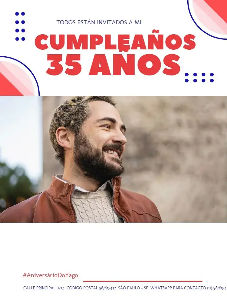 Invitación 35 Años Con Foto Claro