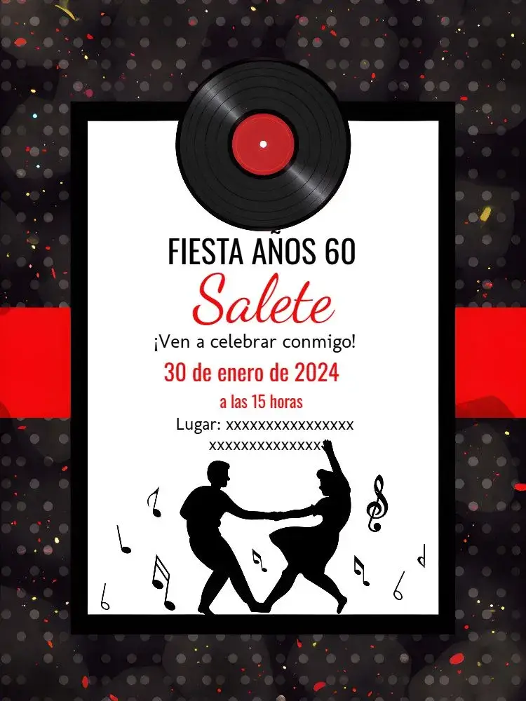 Invitación Baile de los Años 60