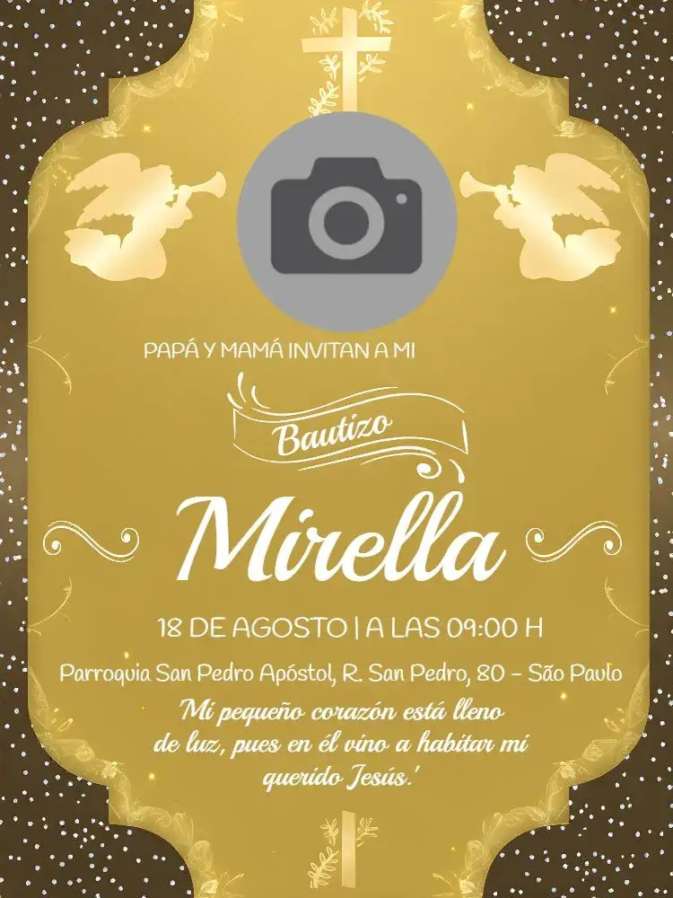 Invitación Bautizo Con Foto de Ángel