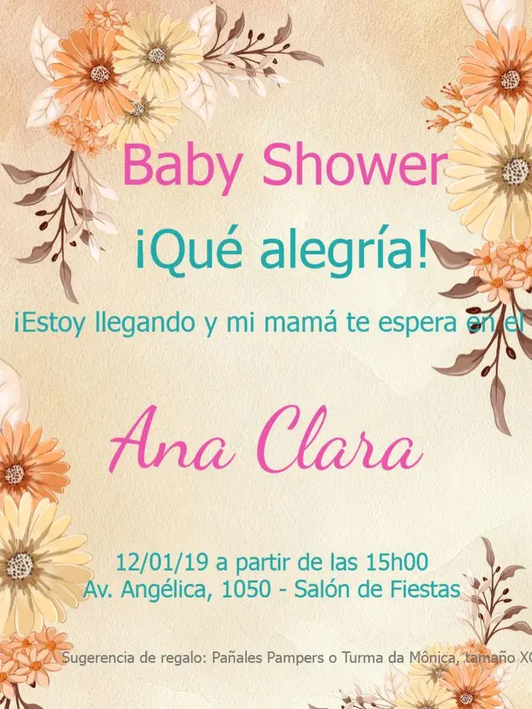 Invitación Baby Shower Elefante Con Flores Globo