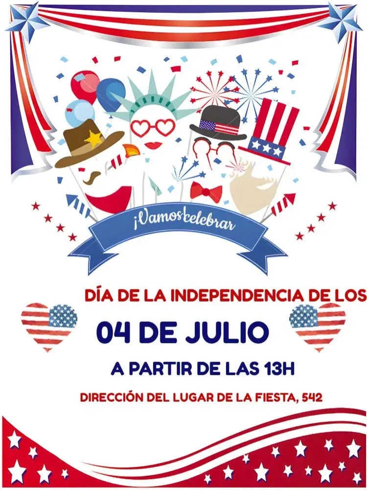 Invitación Independencia De EEUU Rojo