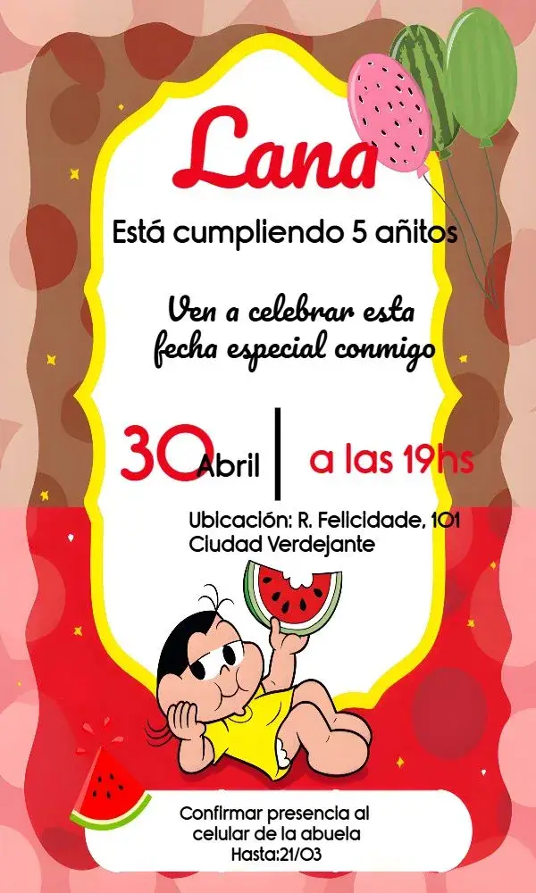 Invitación Magali Mónica editable y personalizable