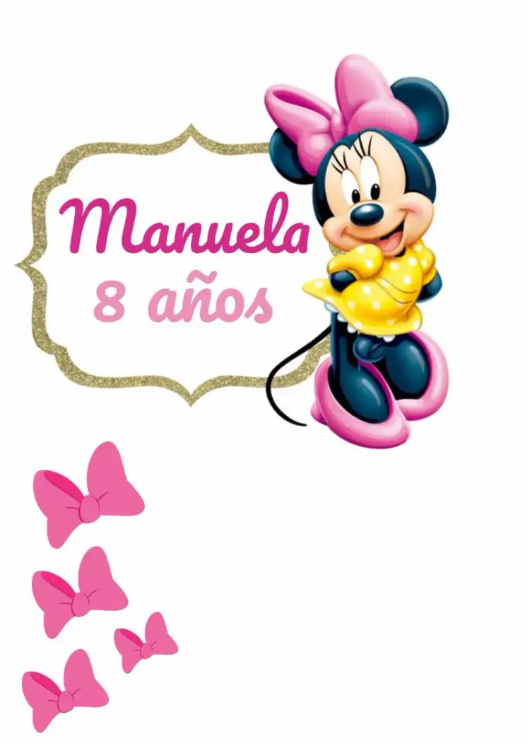 Invitación Topo De Pastel Minnie Mouse Rosa – tema Topper de torta rosa, amarillo, dorado, divertido, infantil, temático