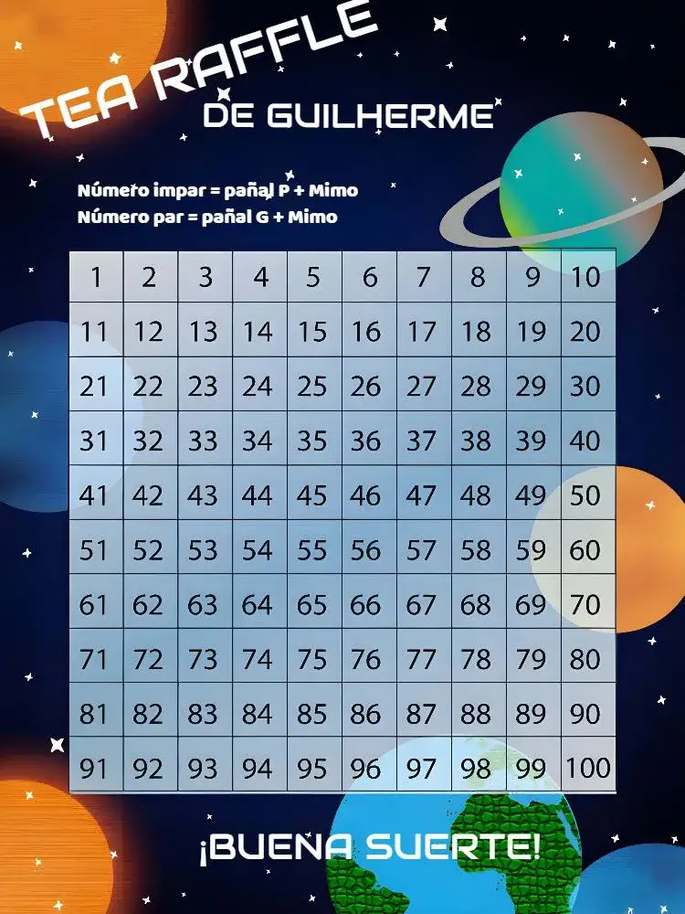Invitación Té Rifa Astronauta Azul – tema Té Rifa galaxia, espacial, azul, divertido, moderno, niños
