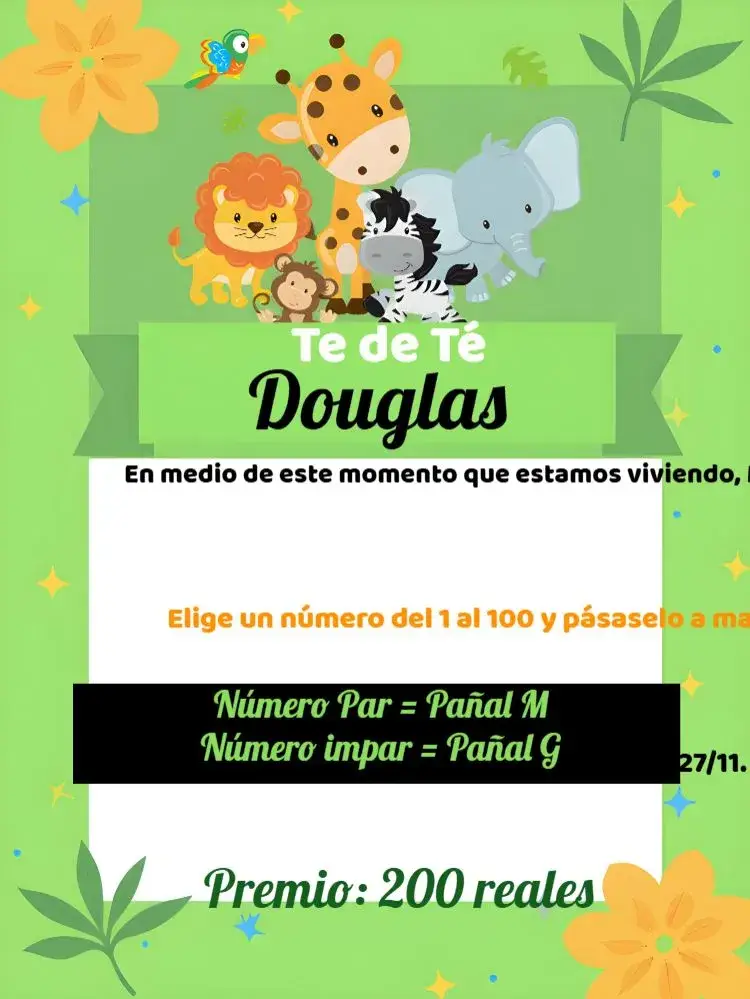 Invitación Té Rifa Safari Caqui