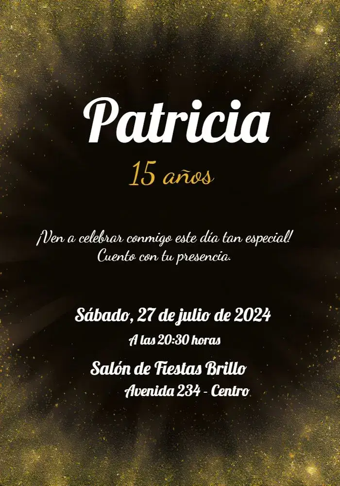 Invitación 15 Años Brillo Negro