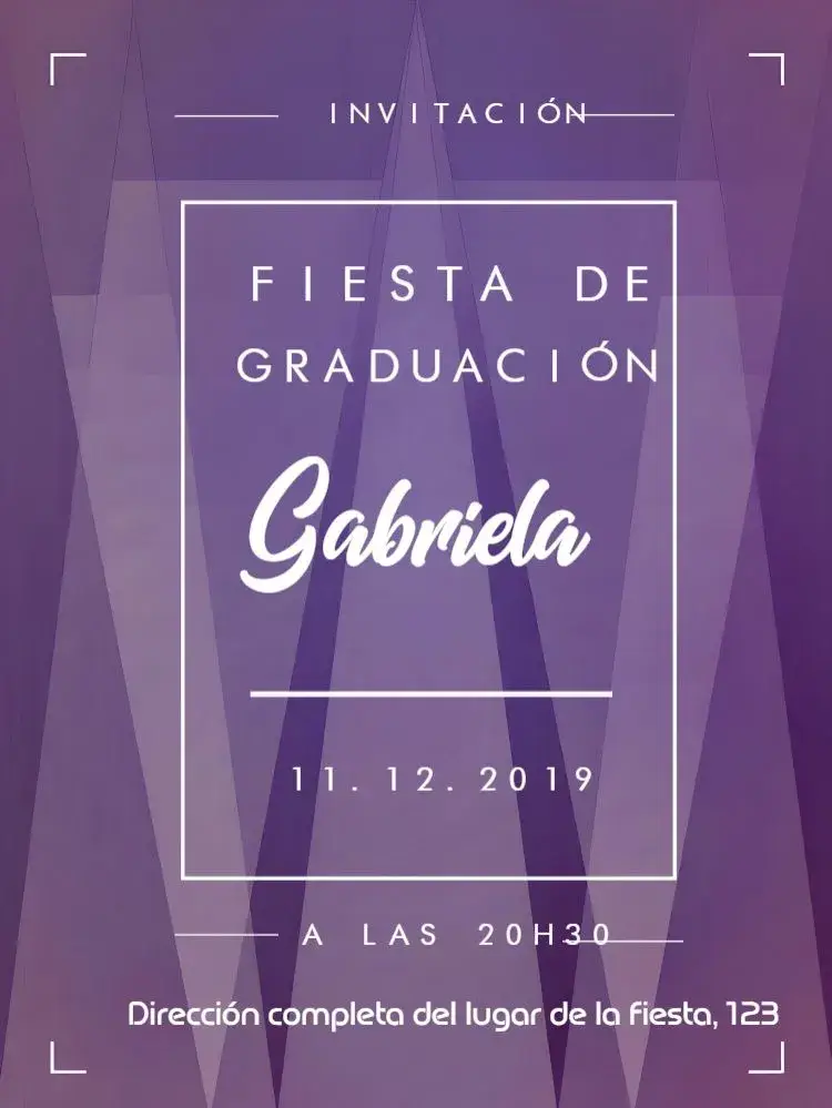 Invitación Graduación Púrpura