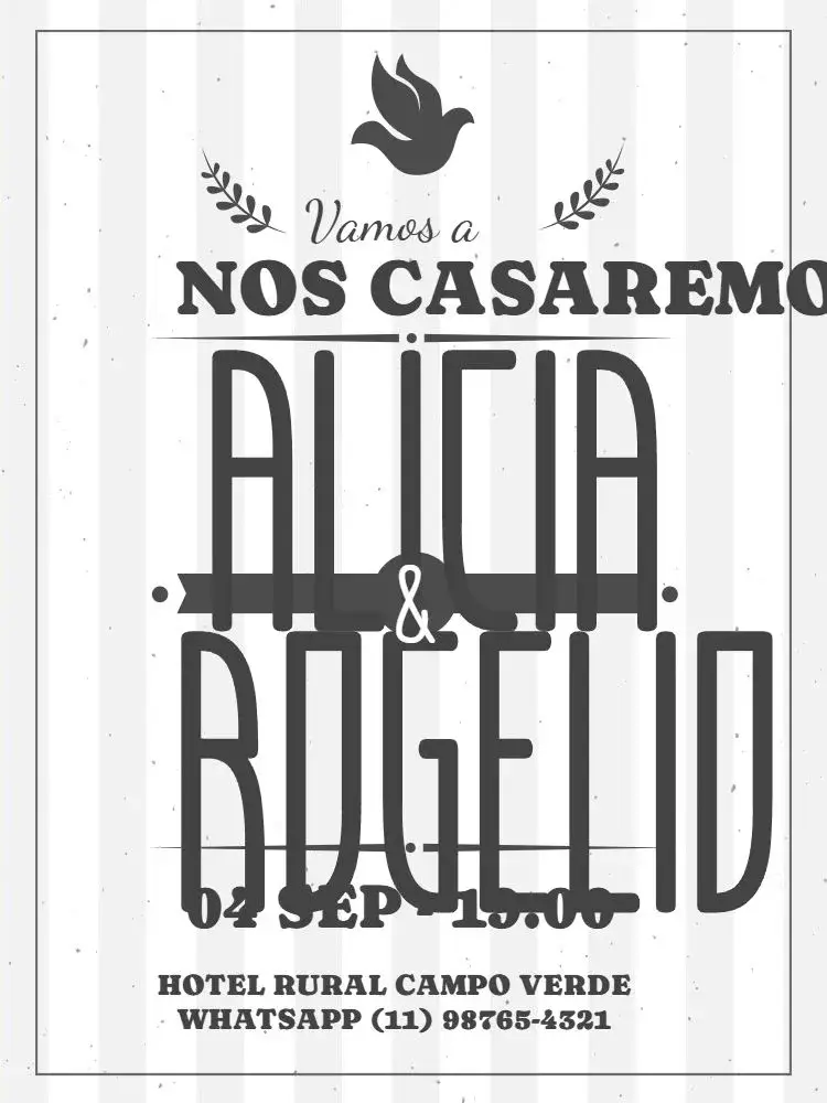 Invitación Boda Hipster / Moderno Pareja a Rayas