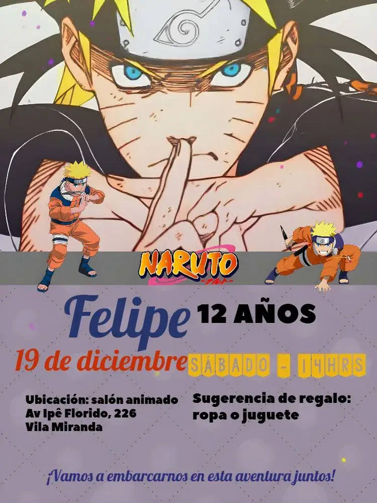Invitación Naruto Rojo