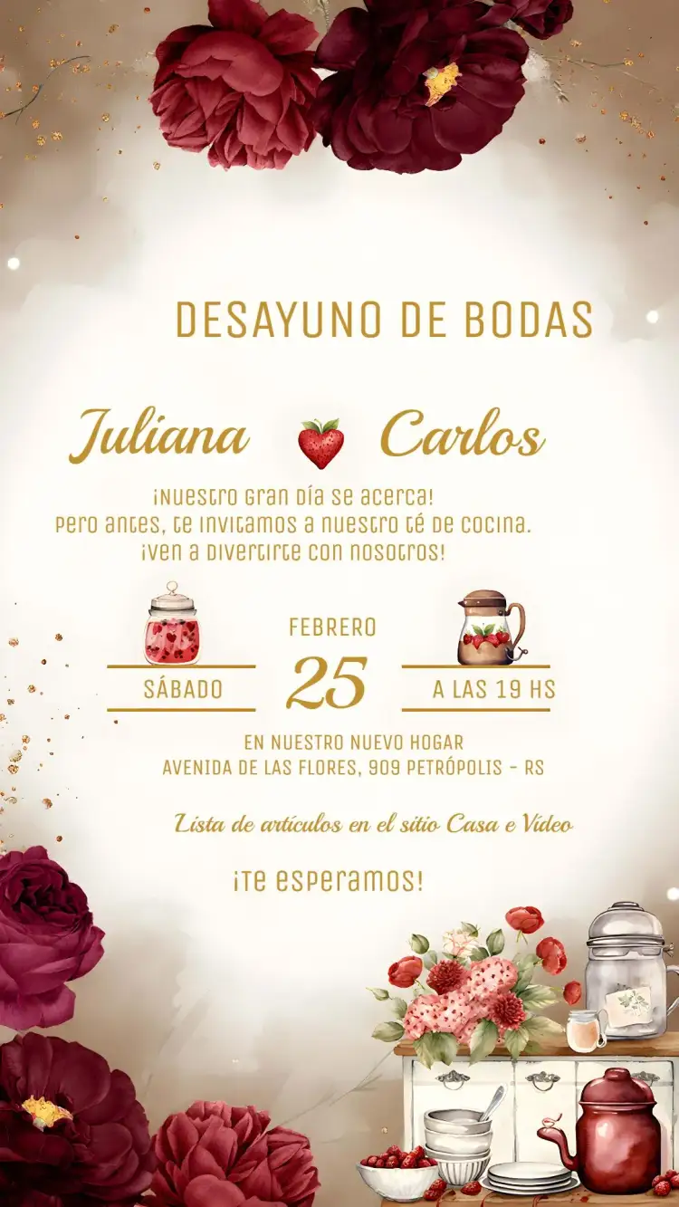 Invitación Despedida de Cocina Floral Vino – tema Despedida de Soltera floral, elegante, vintage, romántico, rústico, moderno