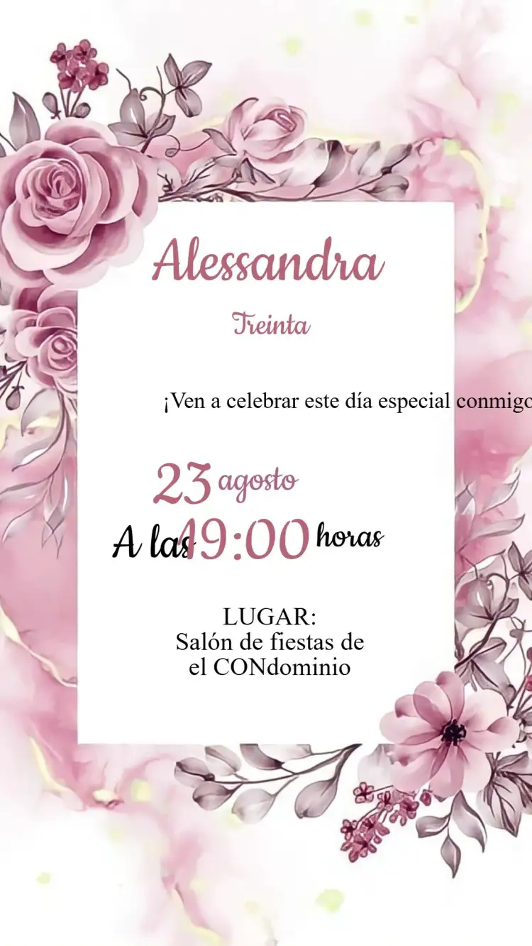 Invitación Invitación Cumpleaños Floral Rosa – tema Cumpleaños Infantil floral, romántico, primavera, colorido, delicado, elegante