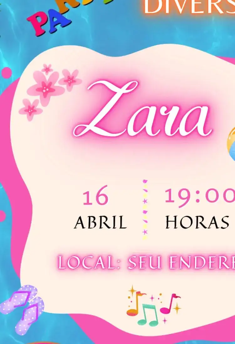 Invitación Pool Party – tema Tarjeta colorido, tropical, divertido, verano, agua, juvenil