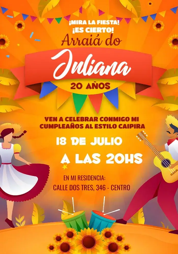 Invitación Fiesta Junina Arraiá Cuadrilla