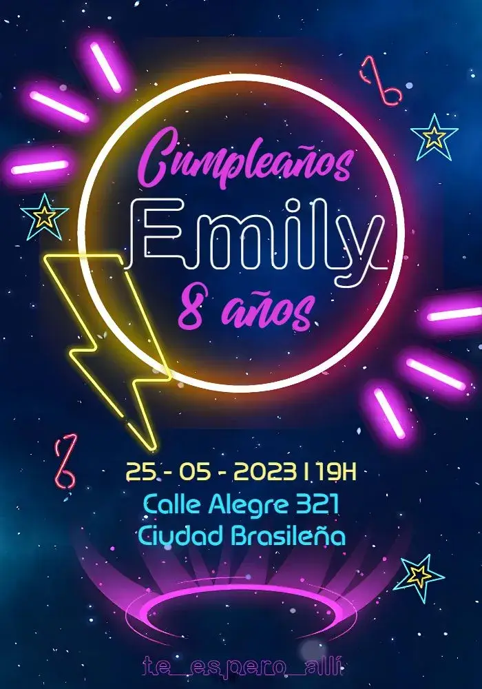 Invitación Neón Colorido