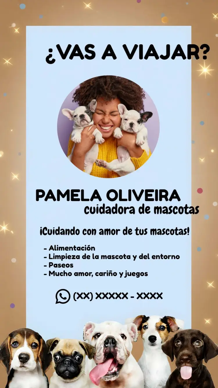 Invitación Tarjeta de Visita Cuidador de Mascotas Patitas