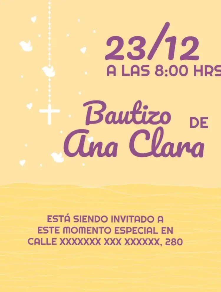 Invitación Bautizo Niña Religión – tema Bautismo delicado, religioso, colorido, moderno, infantil