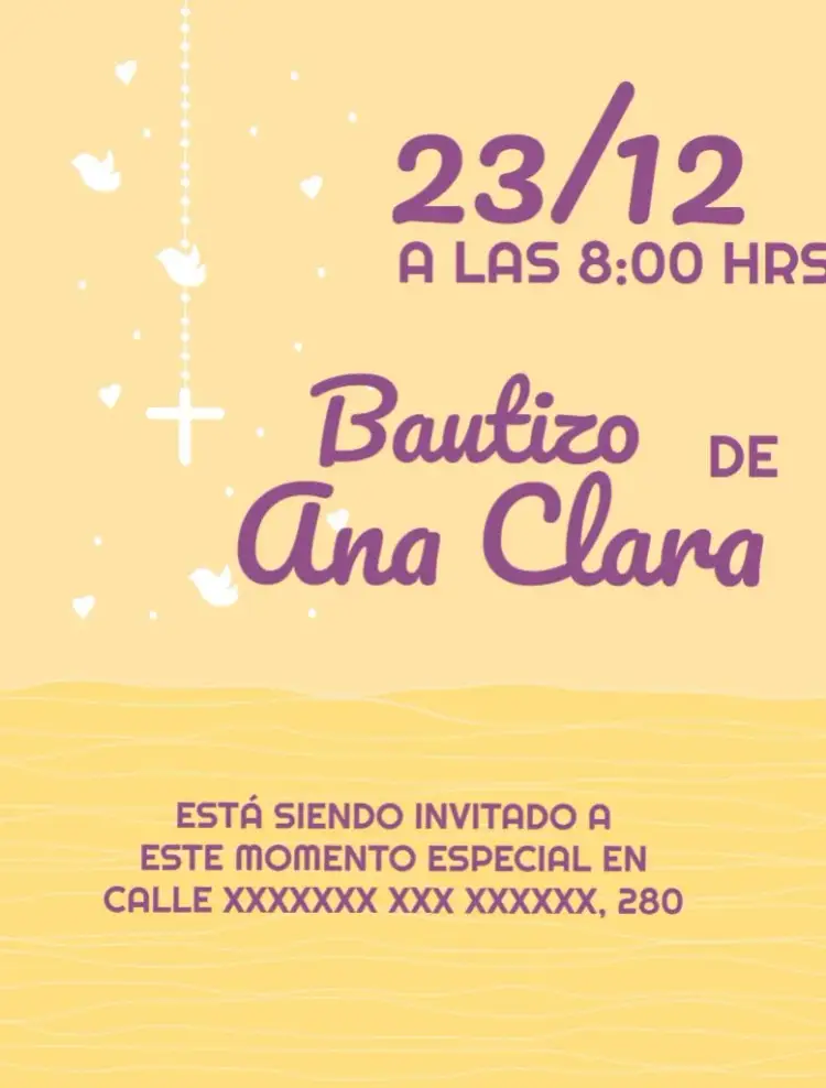 Invitación Bautizo Niña Religión