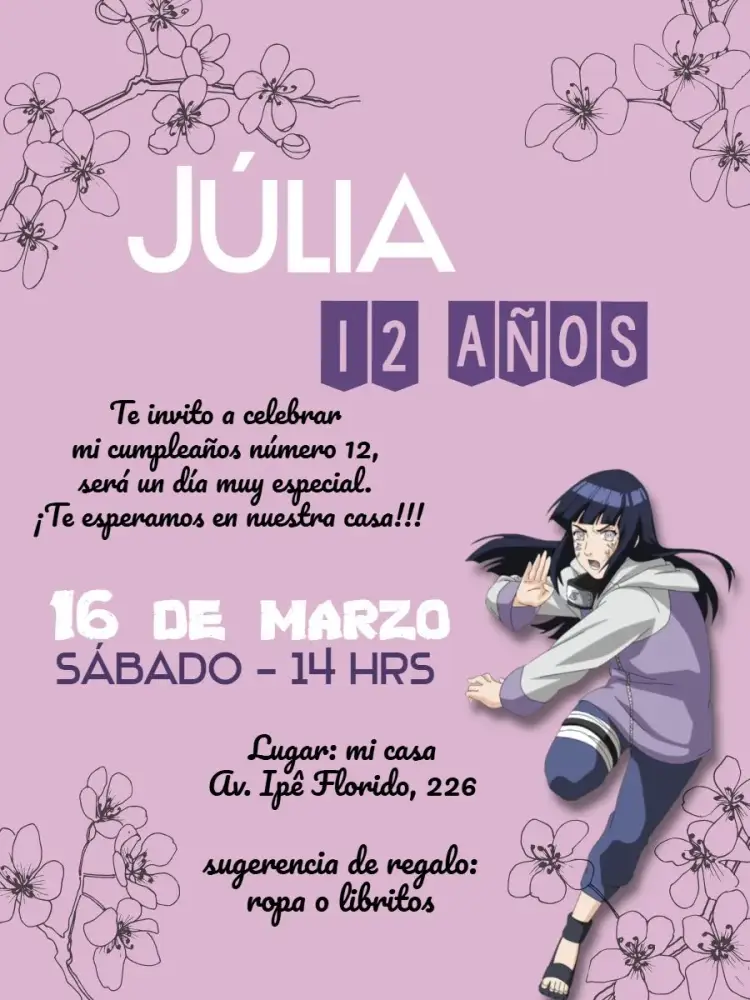 Invitación Hinata Sasuke