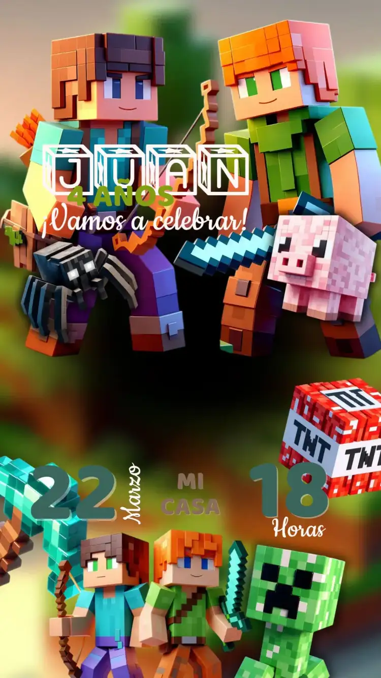 Invitación Cumpleaños Minecraft