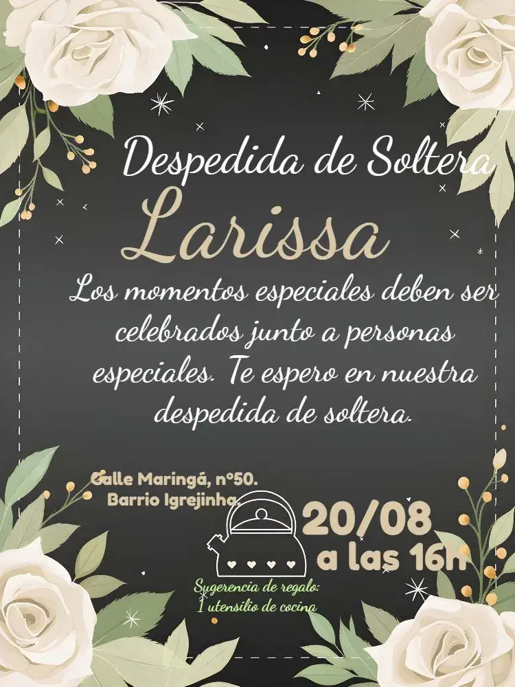 Invitación Despedida de Soltera Floral Cocina