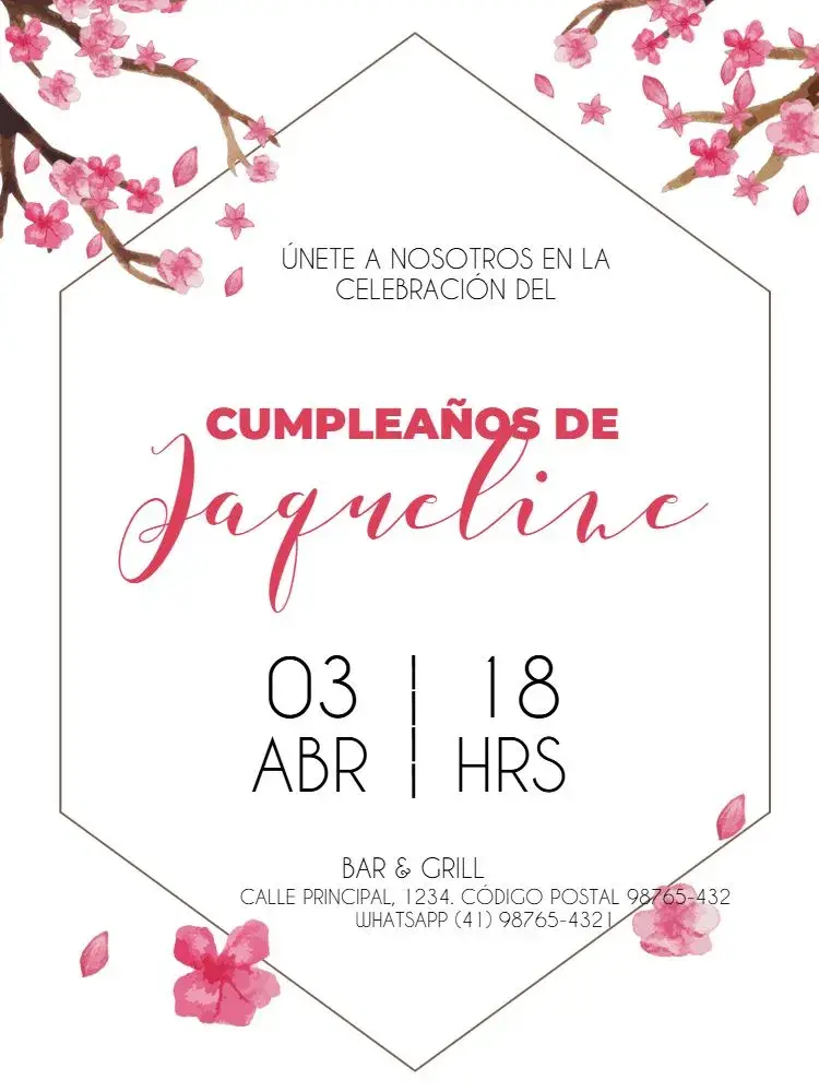 Invitación Flor De Cerezo Sakura Celebración Floral