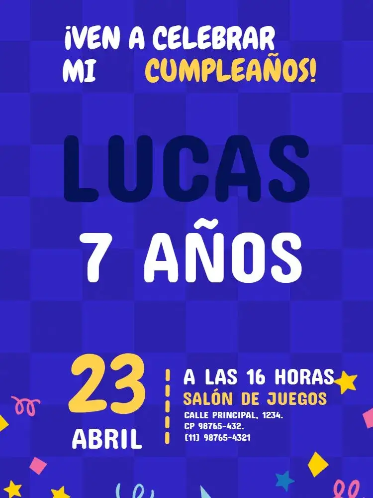 Invitación Digital Sónico Azul Femenino – tema Cumpleaños Infantil azul, divertido, moderno, juegos, colorido, infantil