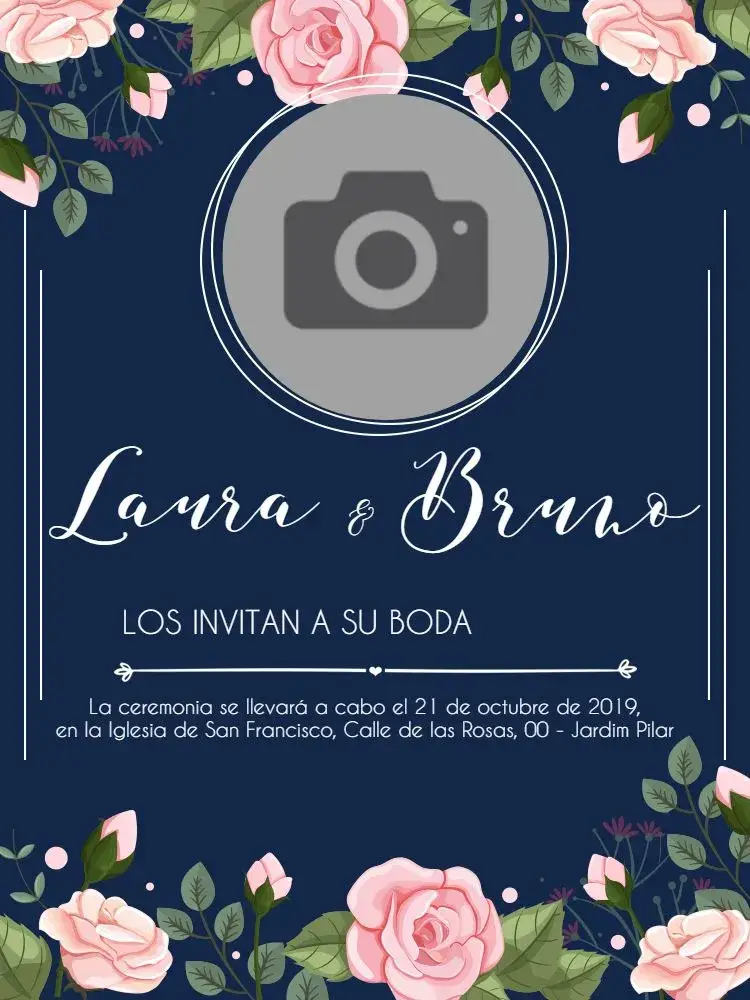 Invitación Boda Floral Azul Follaje