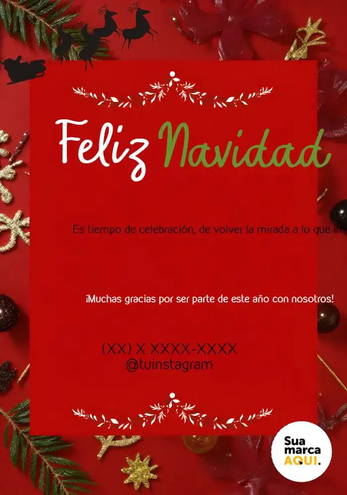 Tarjeta De Agradecimiento Navideña Roja