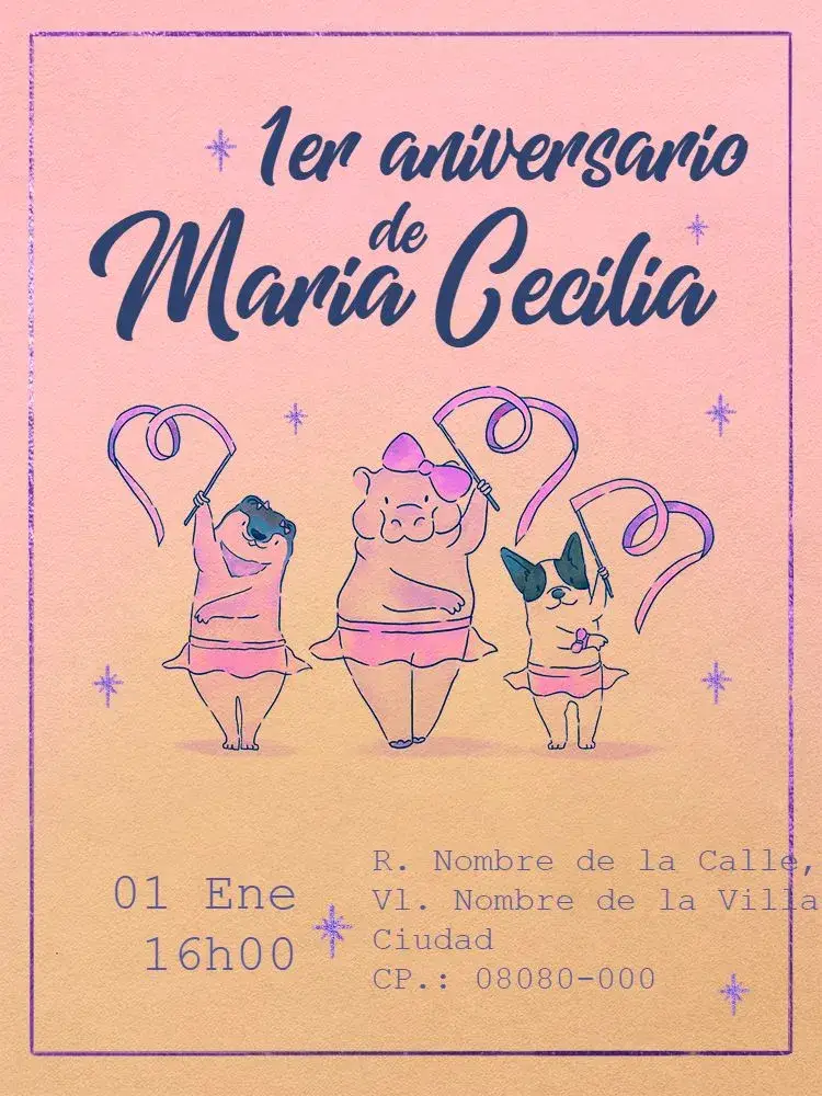 Invitación Virtual 1 Año - Bailarinas Ballet