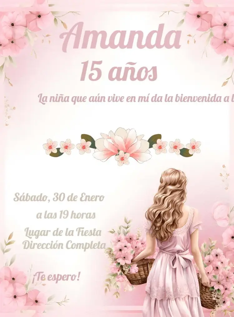 Invitación 15 Años Debutante Floral