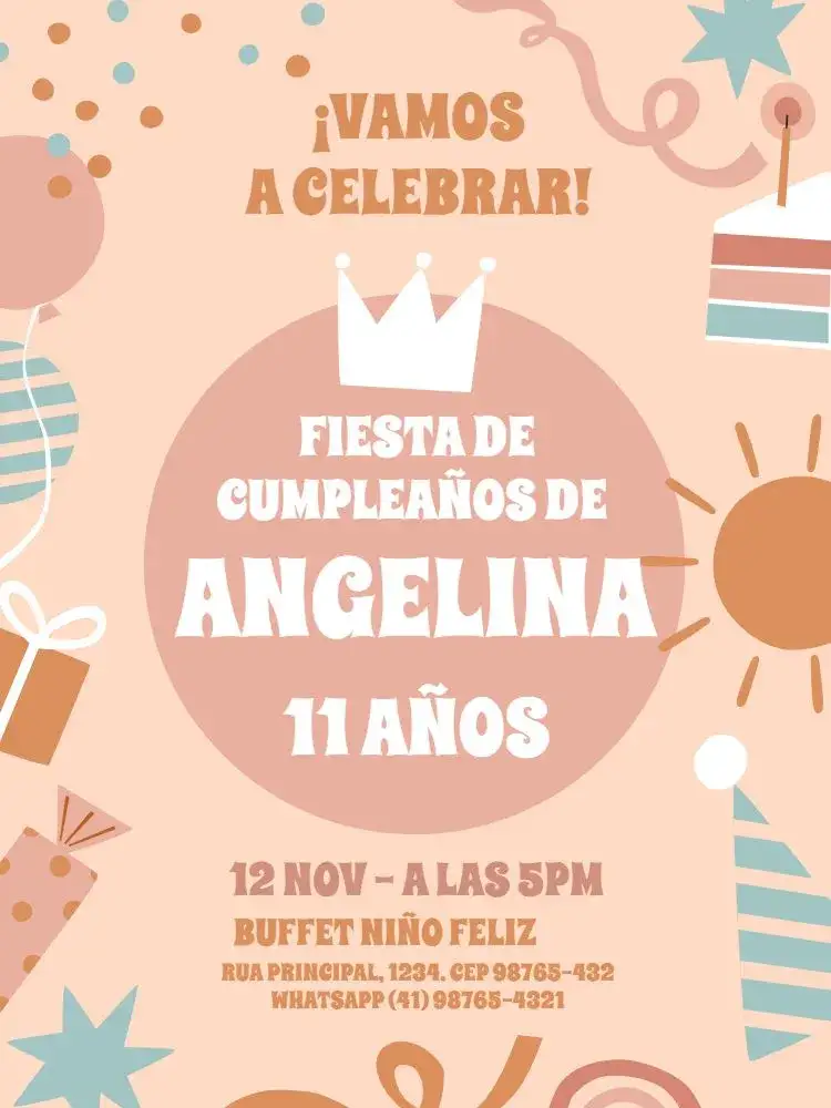 Invitación Divertido Confeti – tema Cumpleaños Infantil divertido, colorido, lúdico, moderno, infantil, festivo