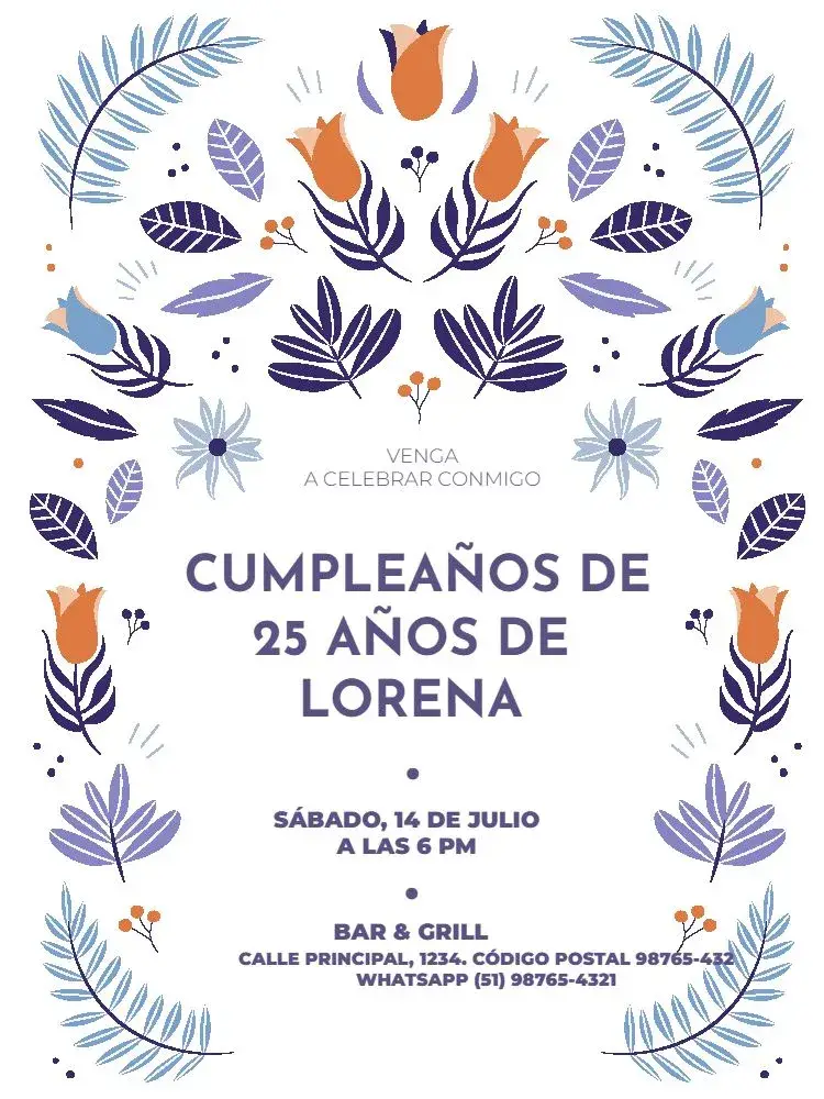 Invitación Femenino Adulto Claro Floral Delicado