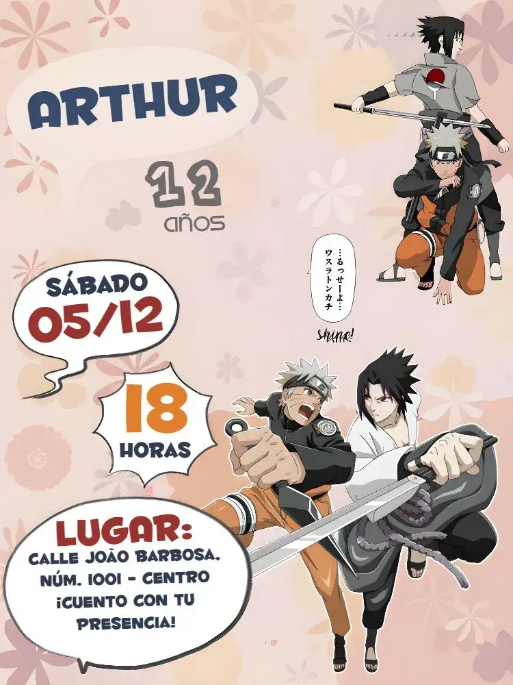 Invitación Naruto Con Foto Cómics Kakashi – tema Cumpleaños Infantil cómics, manga, moderno, colorido, juvenil, temático
