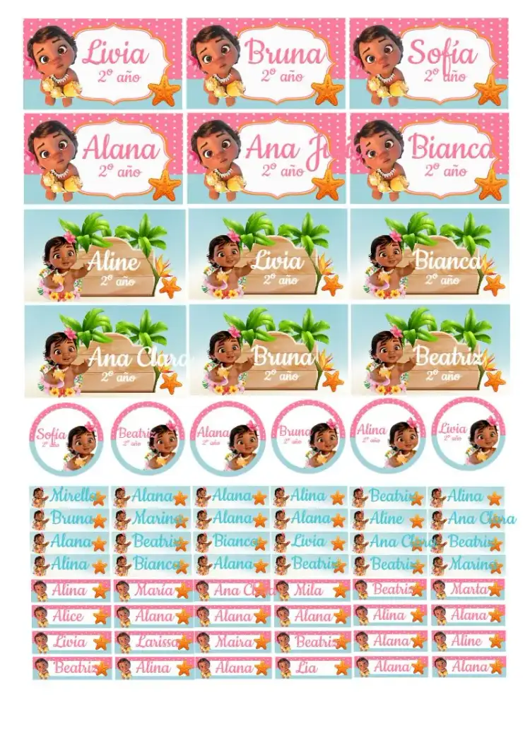 Etiqueta Escolar Moana Baby Festa