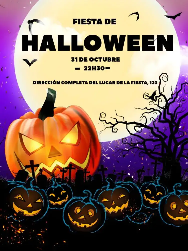 Invitación Para Fiesta De Halloween Morado – tema Fechas Conmemorativas morado y naranja, temática de Halloween, elementos gráficos de brujas, calabazas, divertido y misterioso, festivo