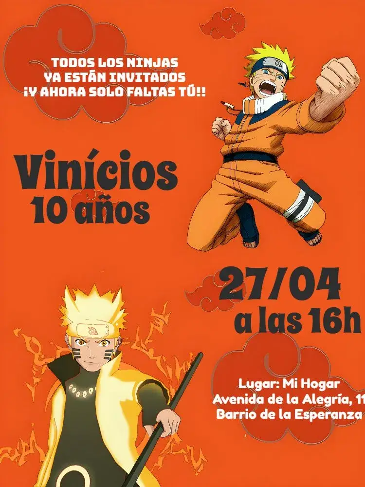 Invitación Naruto Negro
