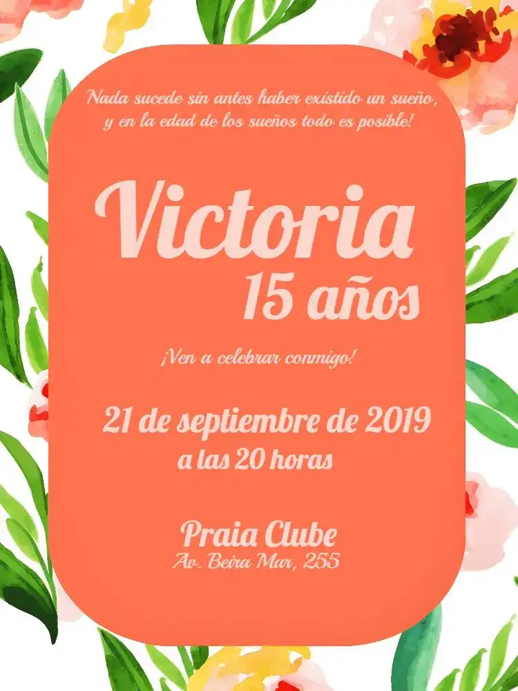 15 Años Floral - Fiesta Naranja