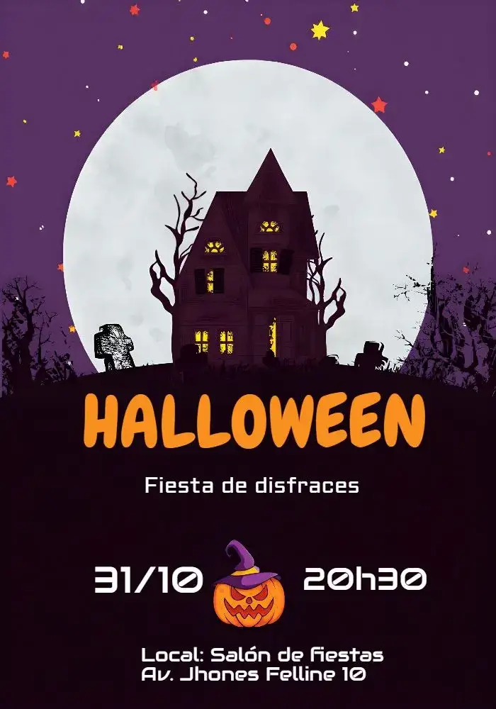 Invitación Fiesta Halloween Día – tema Fechas Conmemorativas oscuro, colorido, divertido, fantástico, misterioso, ilustraciones de Halloween