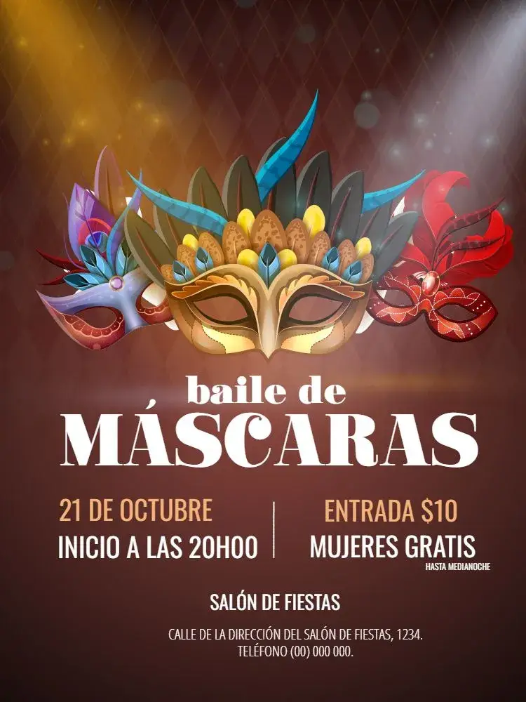 Invitación Baile De Máscaras Adulto
