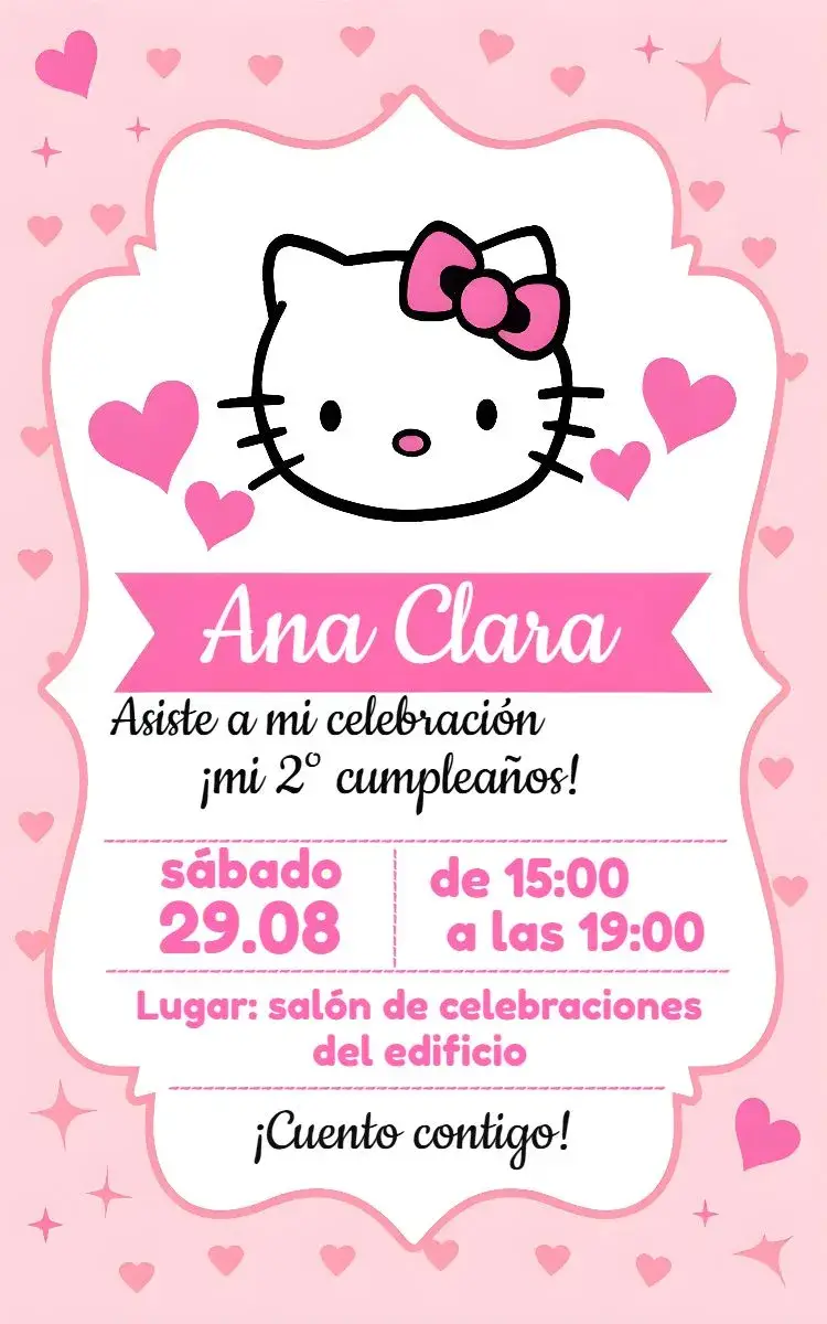 Invitación Hello Kitty Corazón
