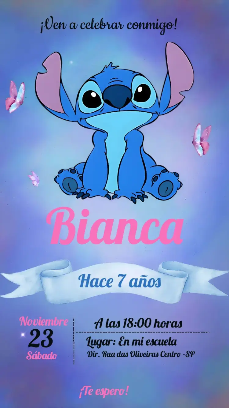 Invitación Stitch Delicado