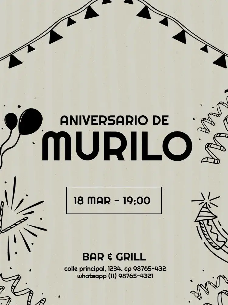 Invitación Hombre Adulto Negro y Beige Claro