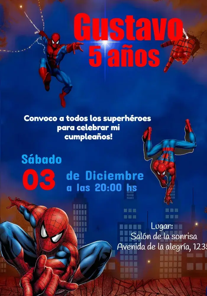 Invitación Hombre Araña Azul