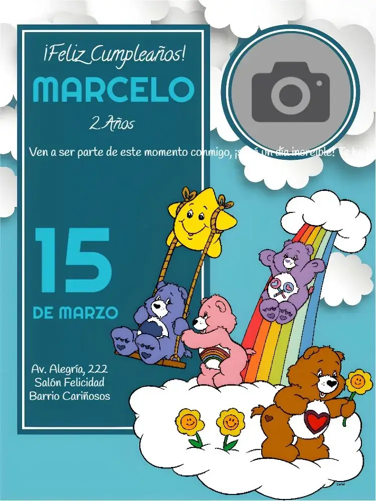 Invitación Osos Cariñosos Con Foto Fiesta