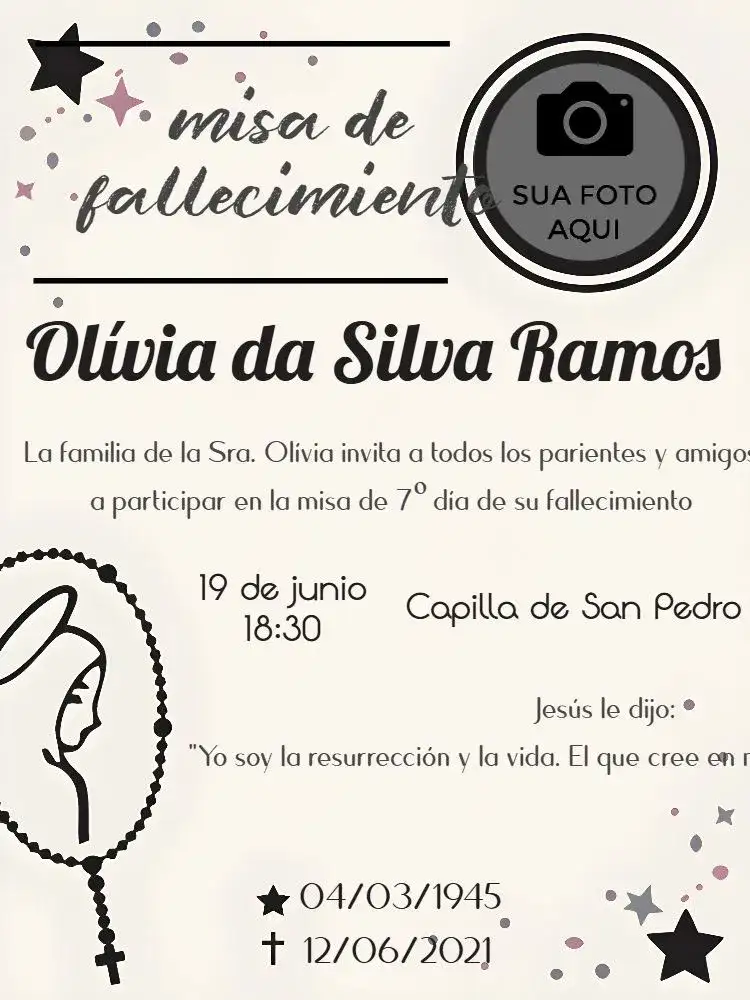 Para Misa De Fallecimiento Con Foto Día